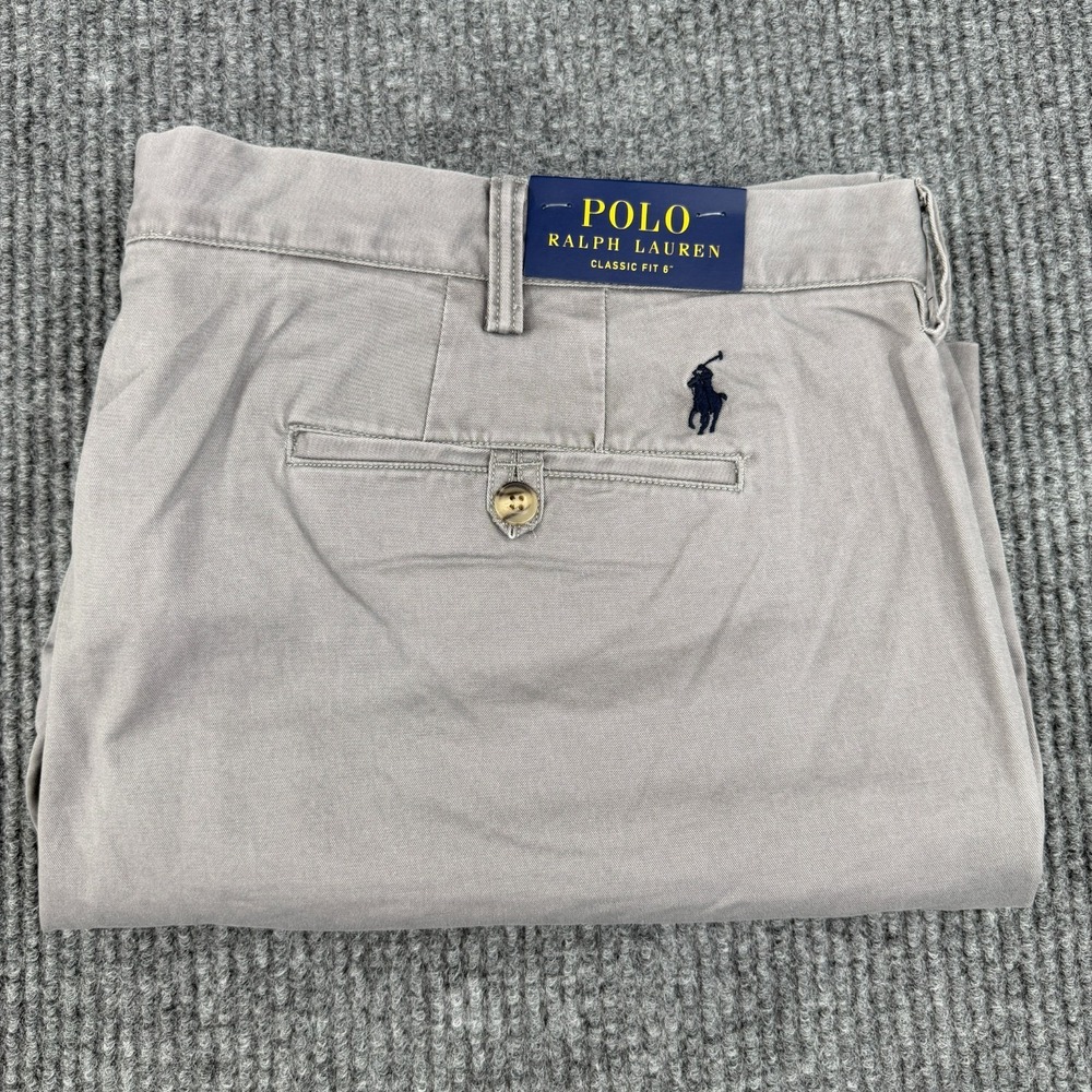 New Polo Ralph Lauren Shorts Mens 42 Gray Classic Fit 6" Chino Stretch Cotton